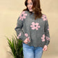 Charcoal Pink Floral Sweater