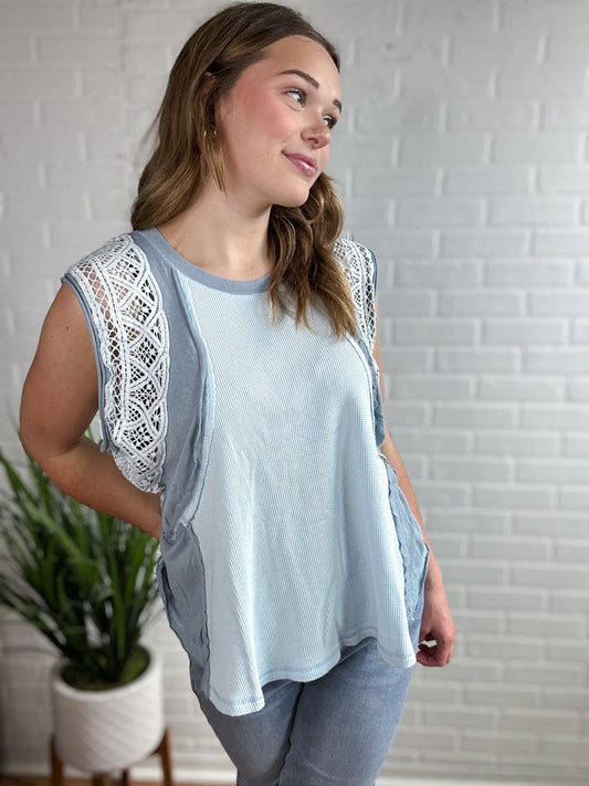 Powder Blue Lace Tank