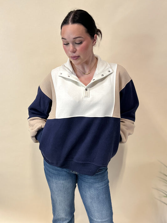 Navy Colorblock Pullover