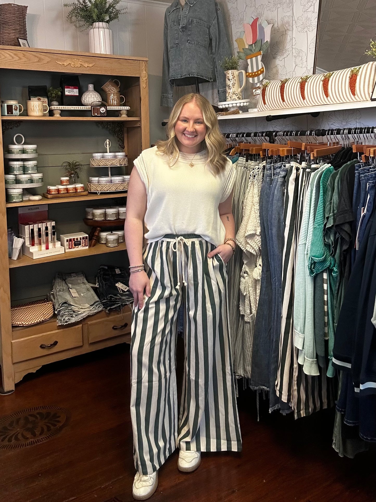 Forest Striped Linen Pants