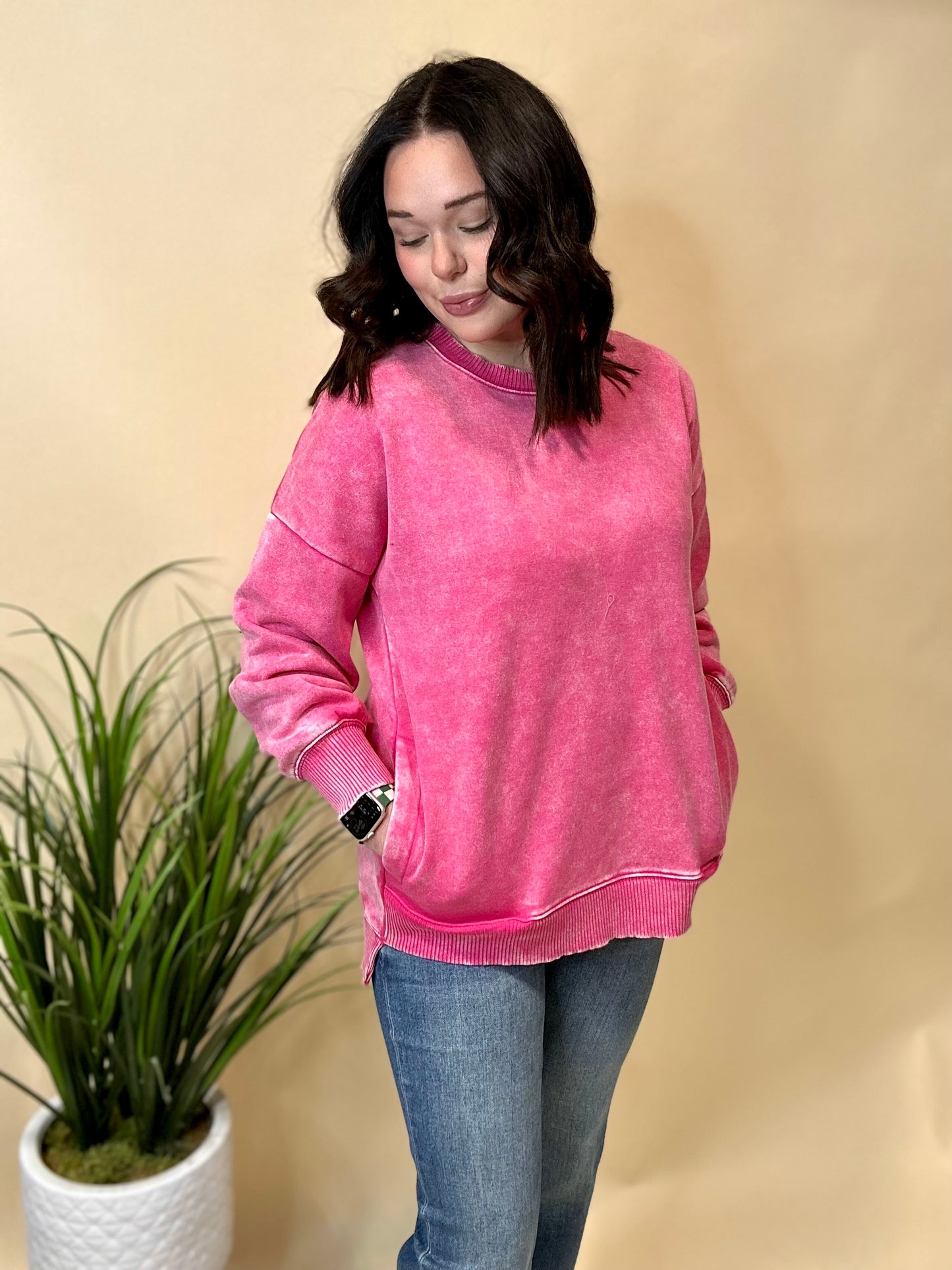 Hot Pink Wash Pullover