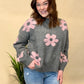 Charcoal Pink Floral Sweater