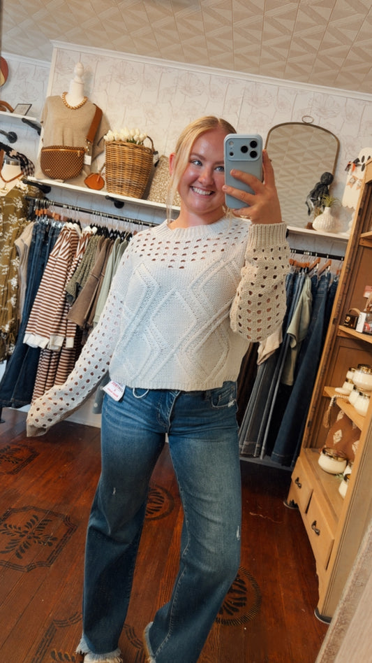 Open Cable Knit Sweater