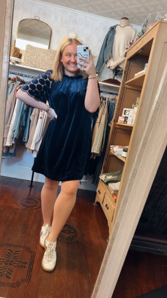 Navy Velvet Dreams Dress