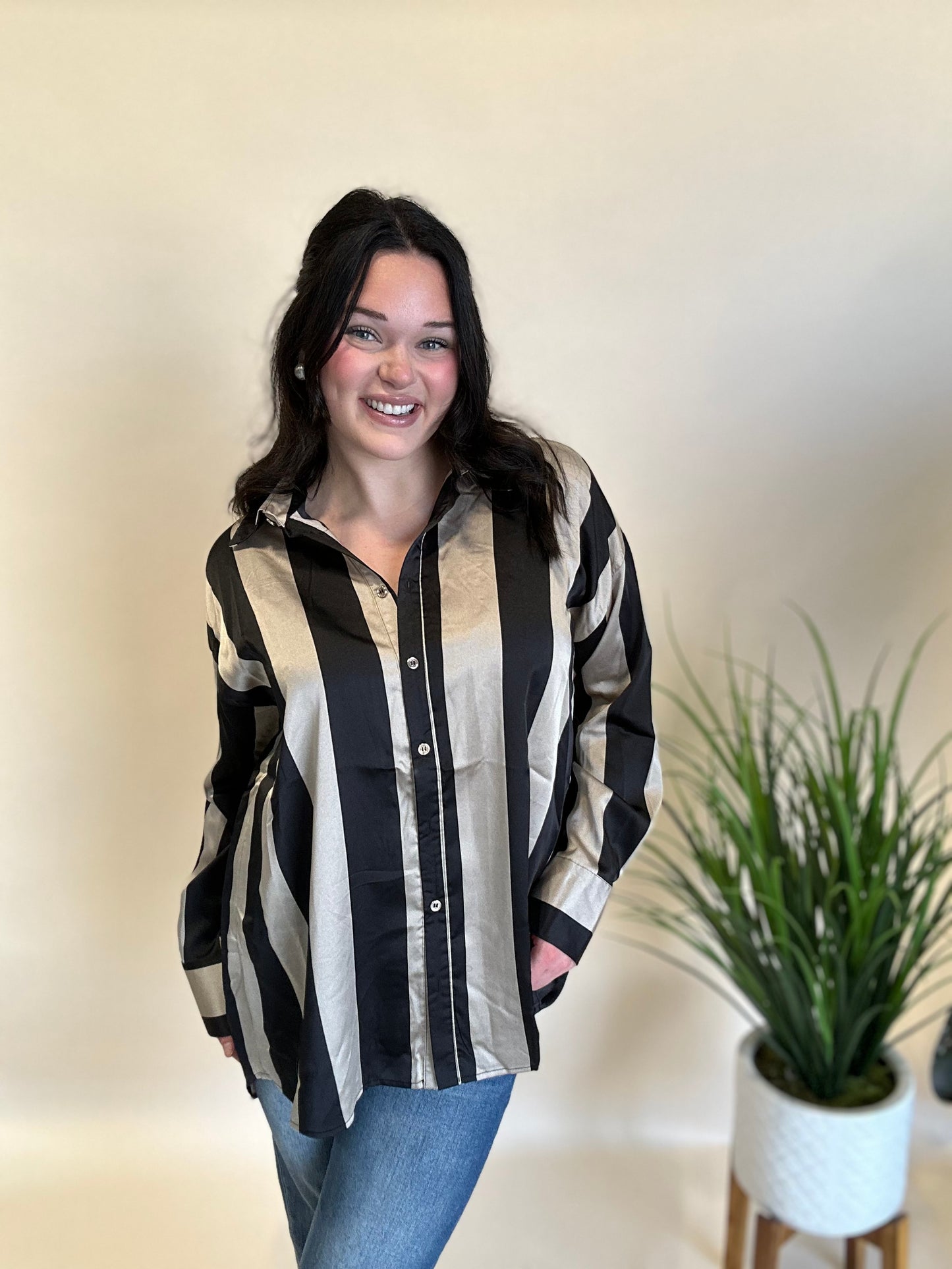 Satin Stripe Blouse