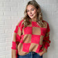 Millie Magenta Checkered Sweater