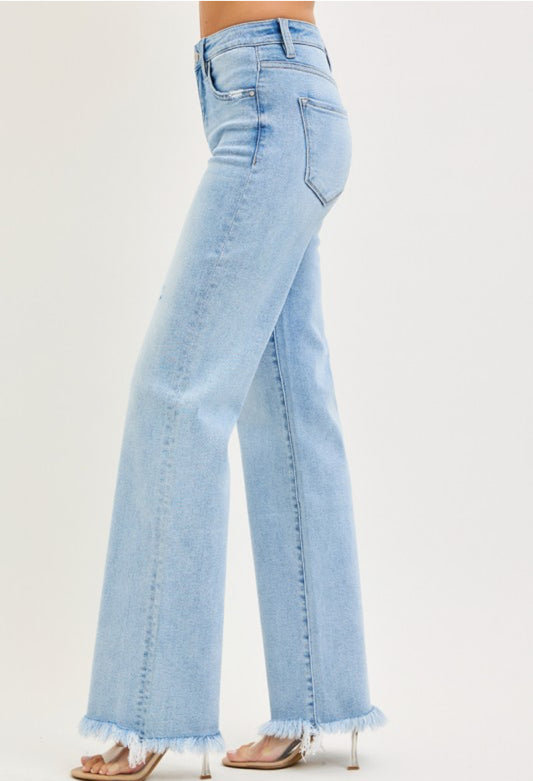 Hight Rise Light Wash Straight Jeans