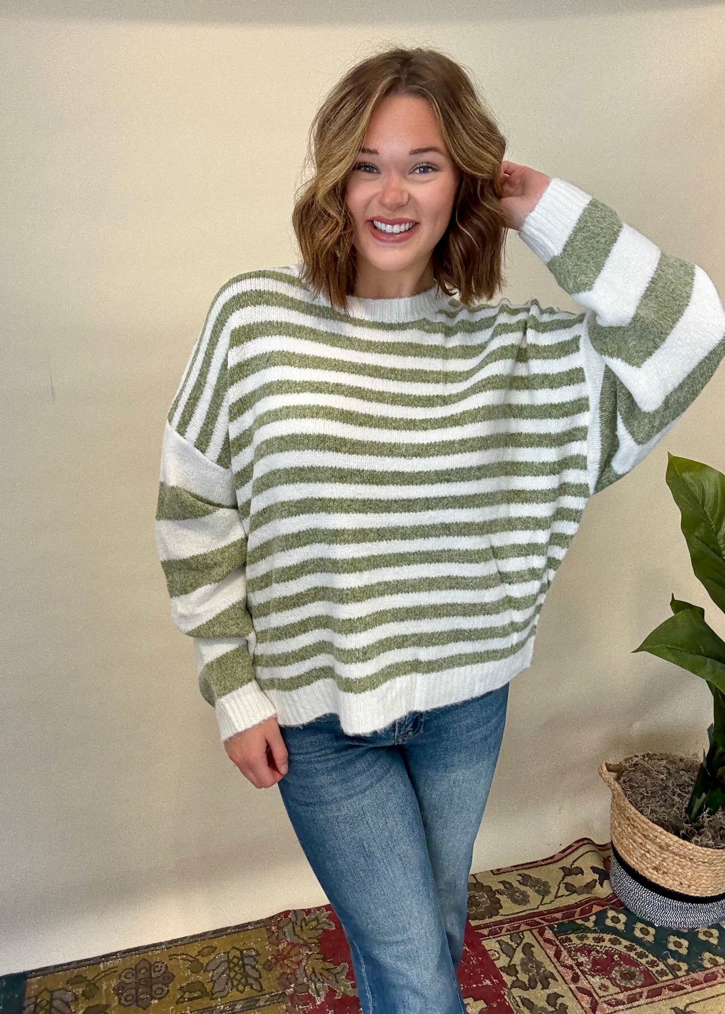 Sage Striped Sweater