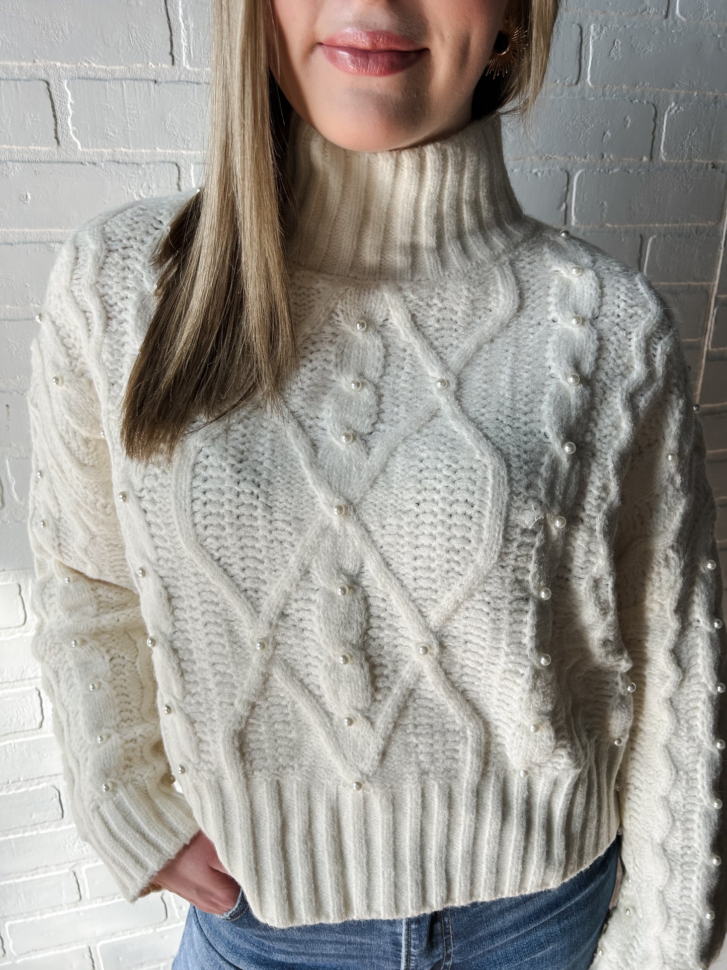 Ivory Pearl Knit Sweater