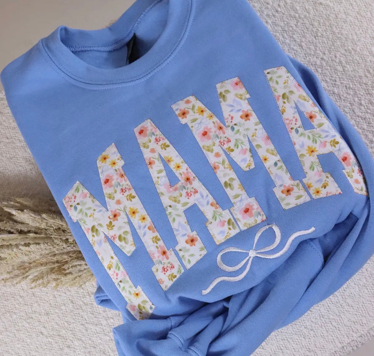Mama Patchwork Bow Crewneck