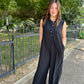 Viola Black Ribbed Jumpsuit