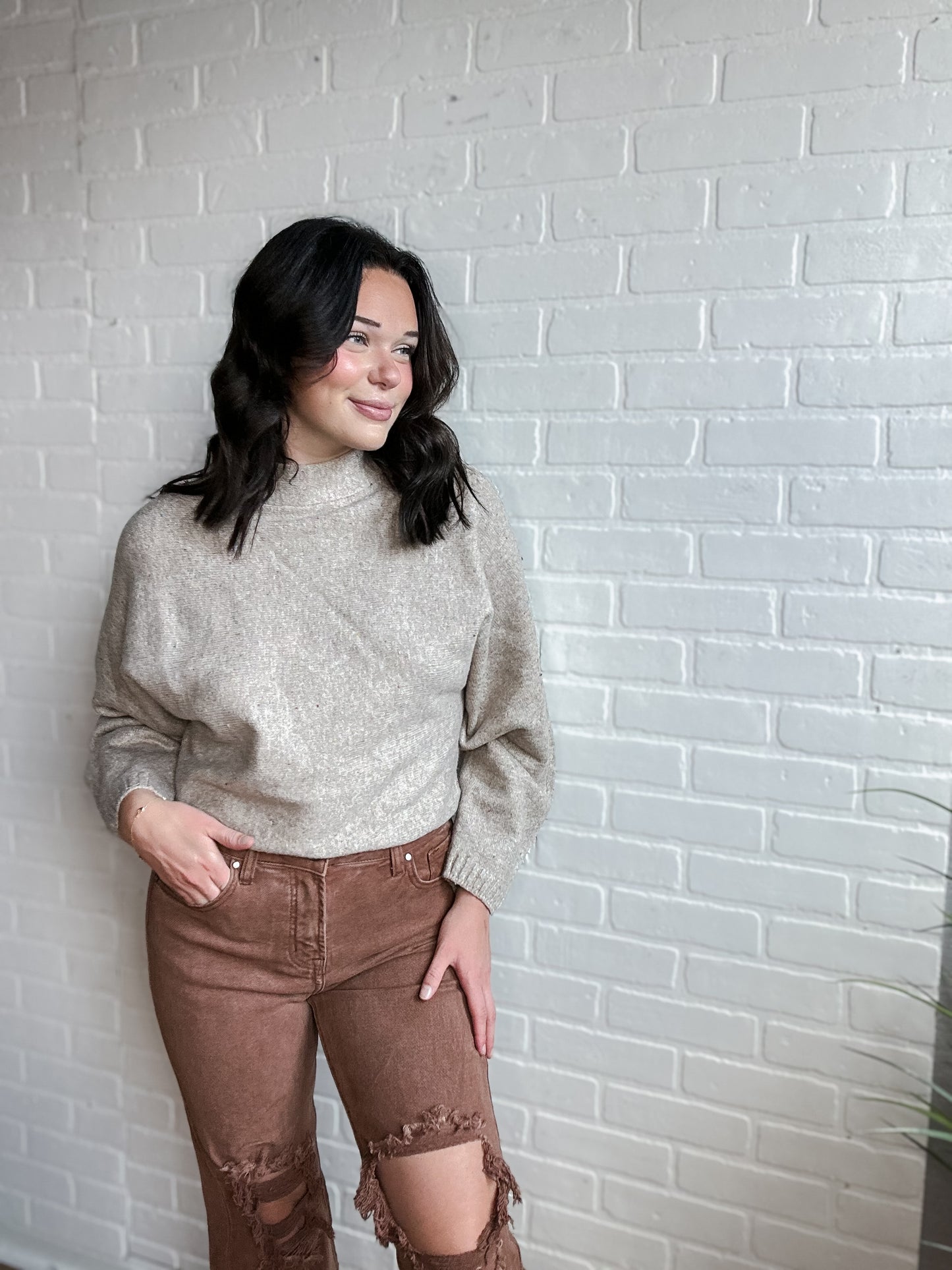 Oat Mock Neck Sweater