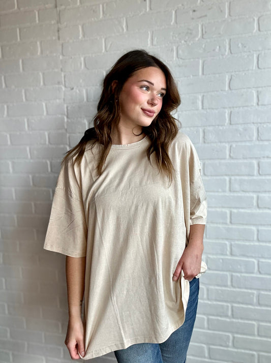 Beige Oversized Boxy Tee