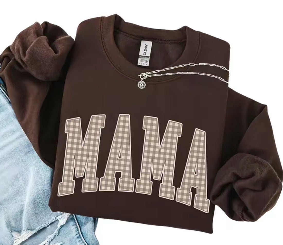Brown Mama Gingham Sweatshirt- Pre Order