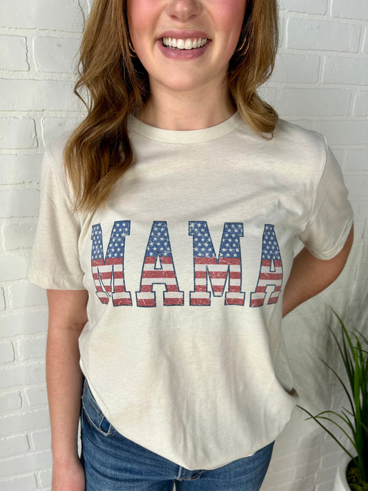 Patriotic Mama Graphic Tee- Made to Order