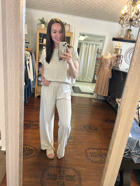 Sophia Pinstripe Linen Set