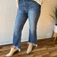 High Rise Fray Hem Jeans