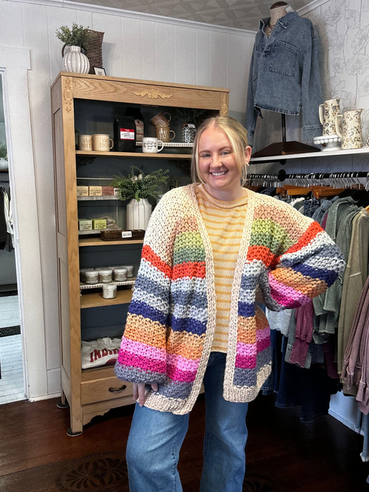 Rainbow Stripe Bubble Cardigan