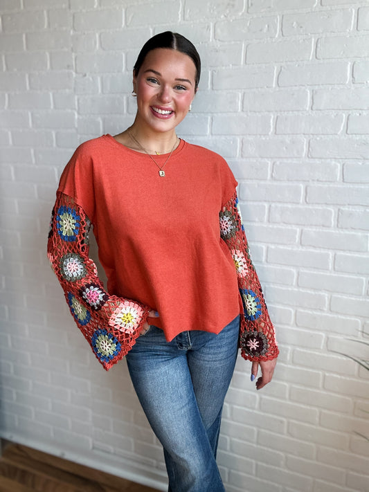 Rust Crochet Sweater