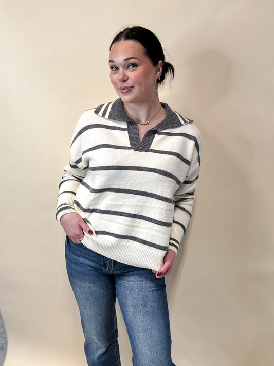 Stripe Collared Sweater