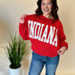 Red Ribbed Indiana Crewneck