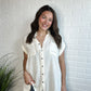 Ivory Loose Gauze Button Up