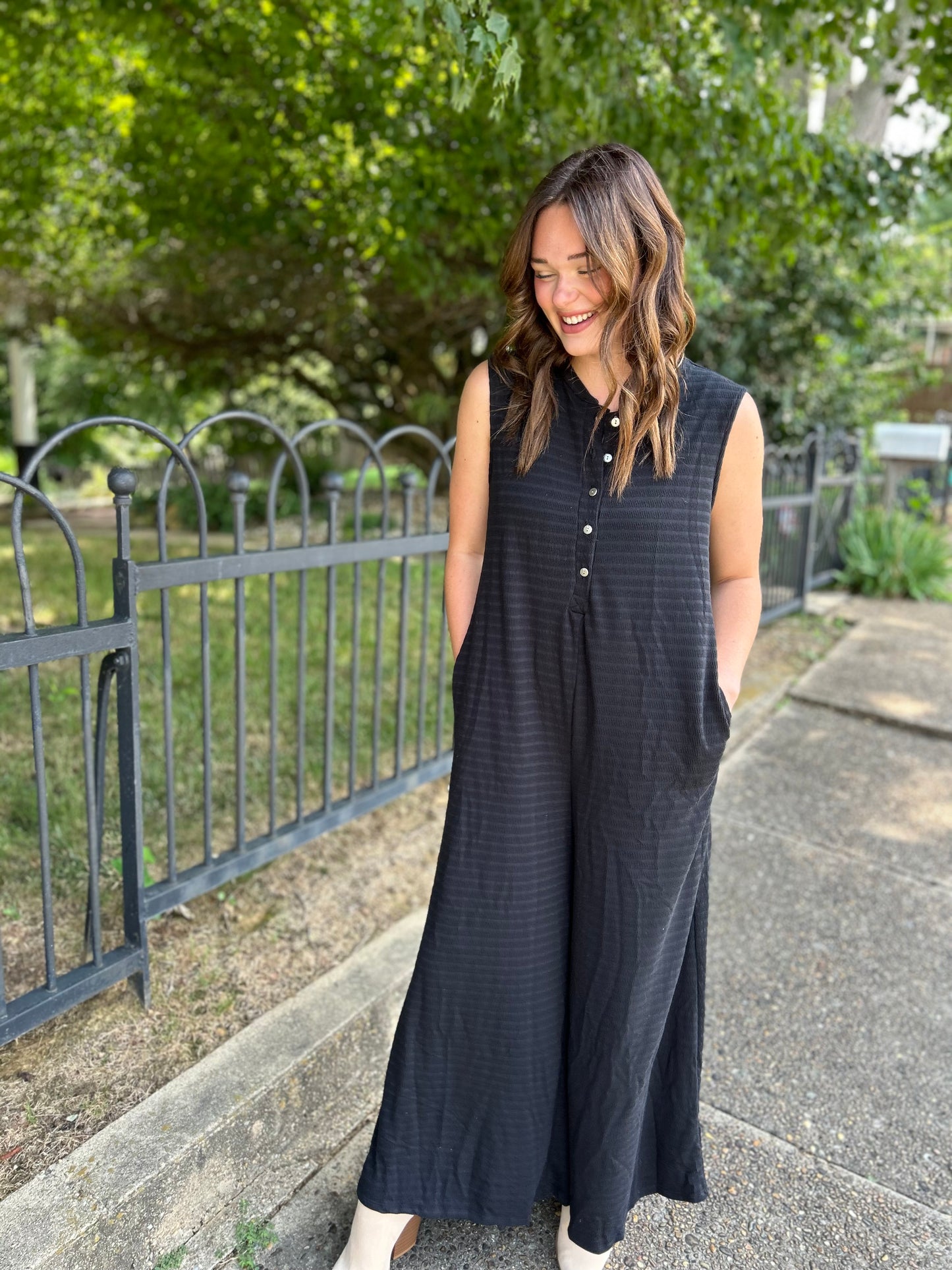 Viola Black Ribbed Jumpsuit