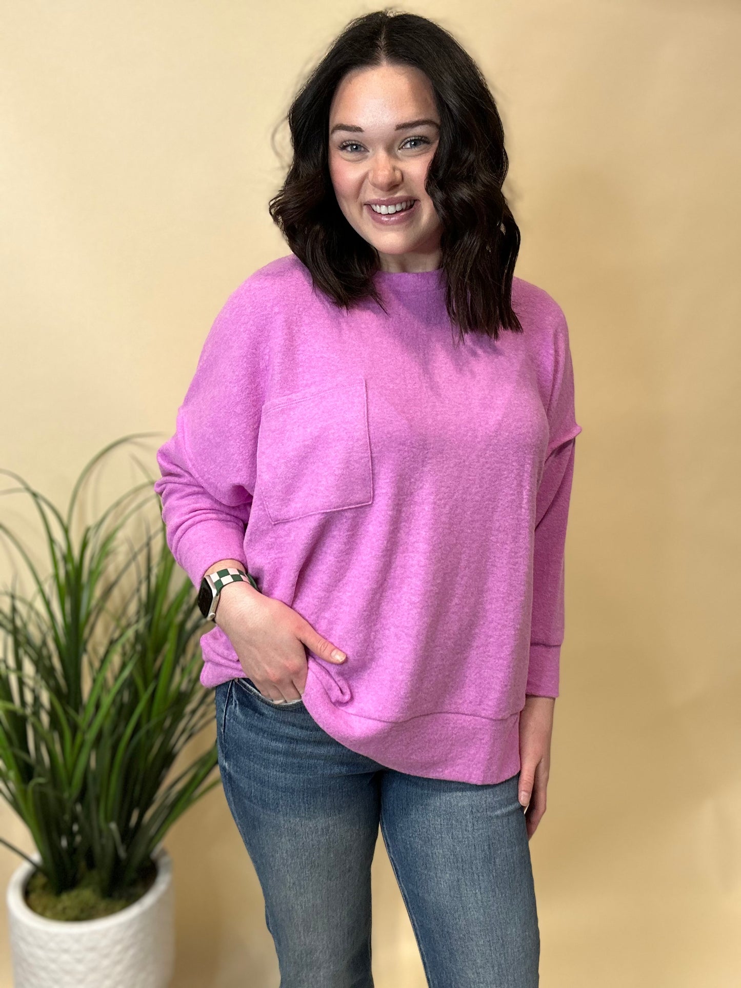 Bright Mauve Pocket Top