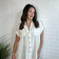 Ivory Loose Gauze Button Up