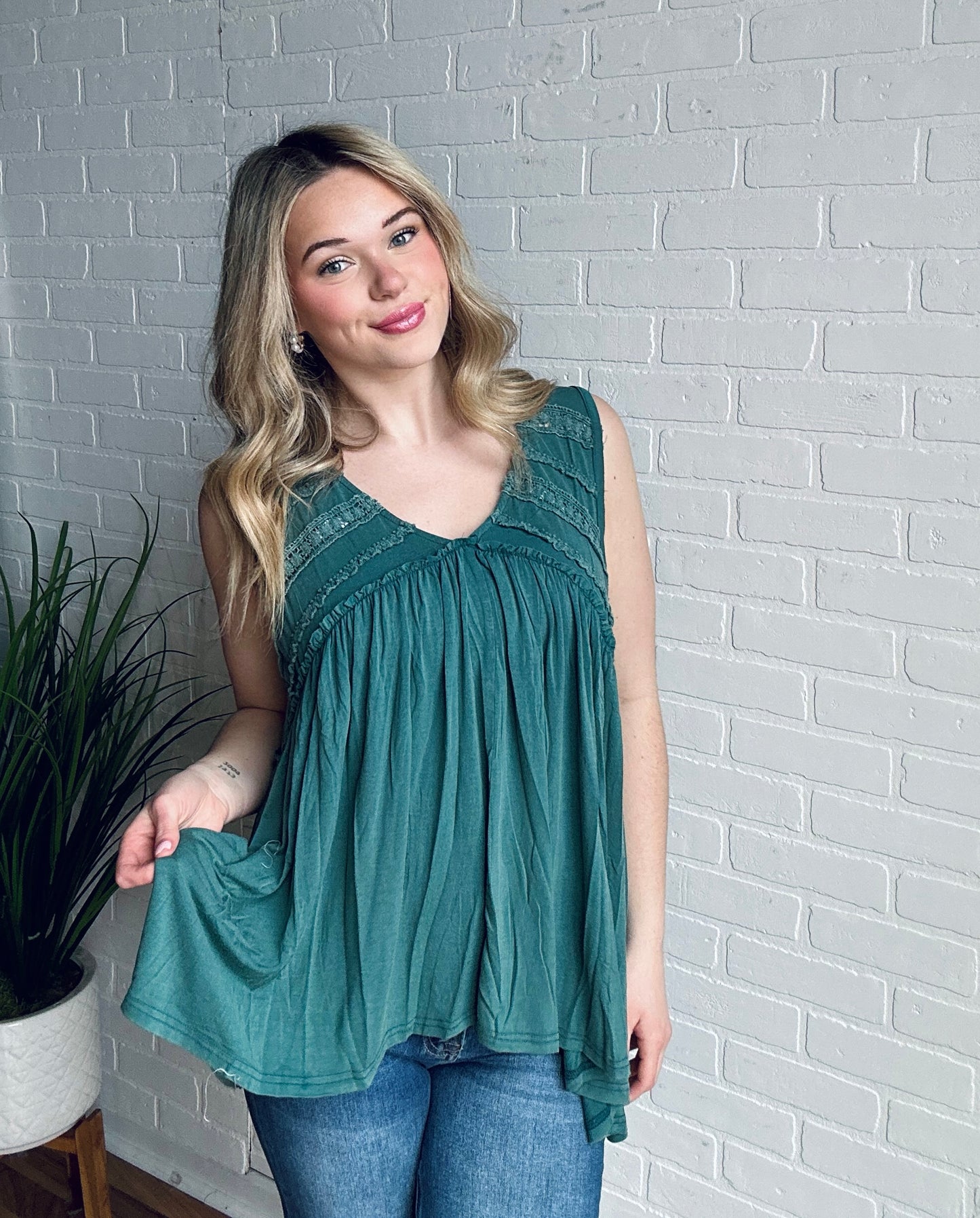 Evergreen Lace Tank