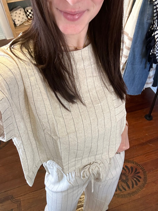 Sophia Pinstripe Linen Set