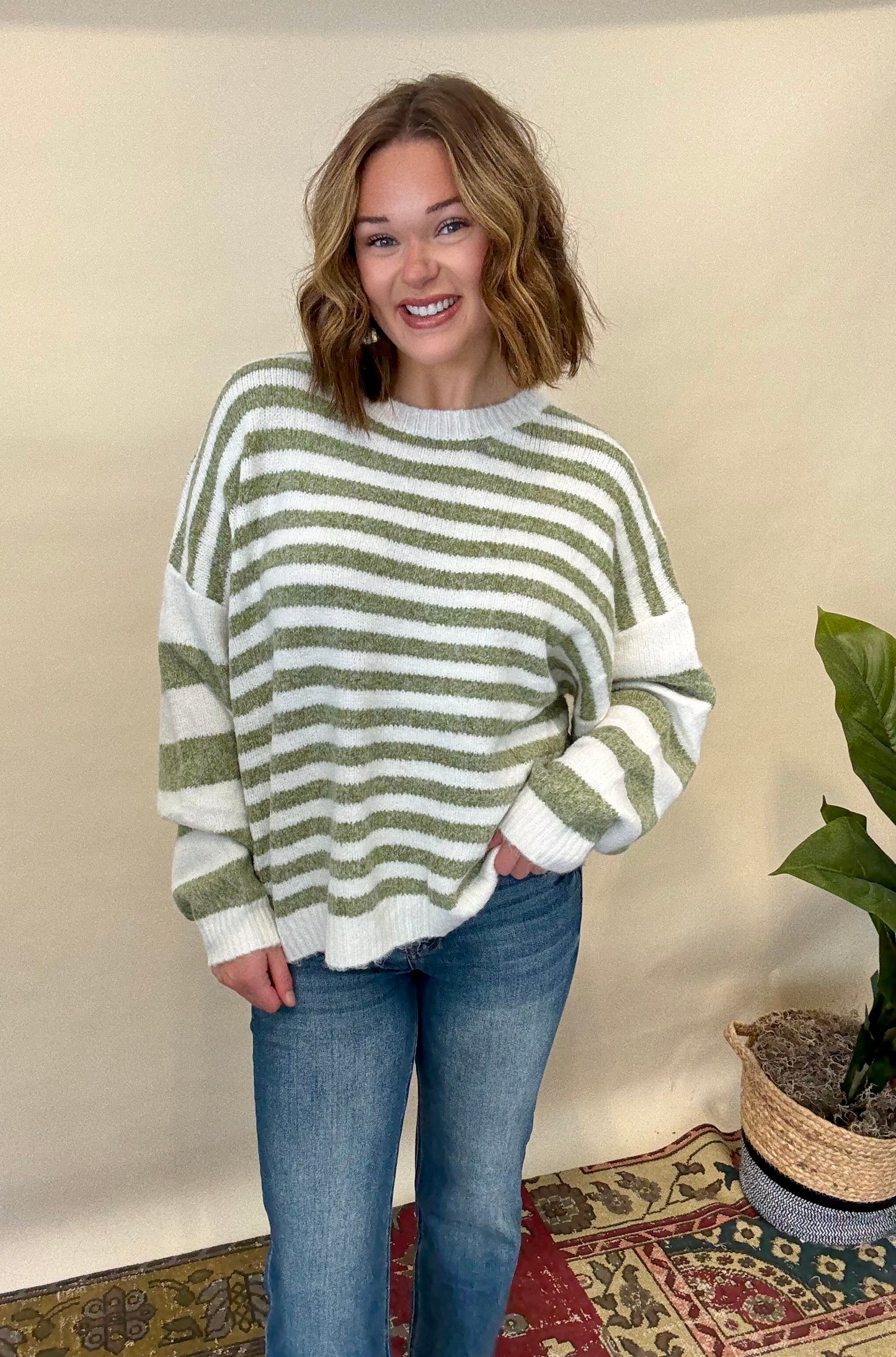 Sage Striped Sweater