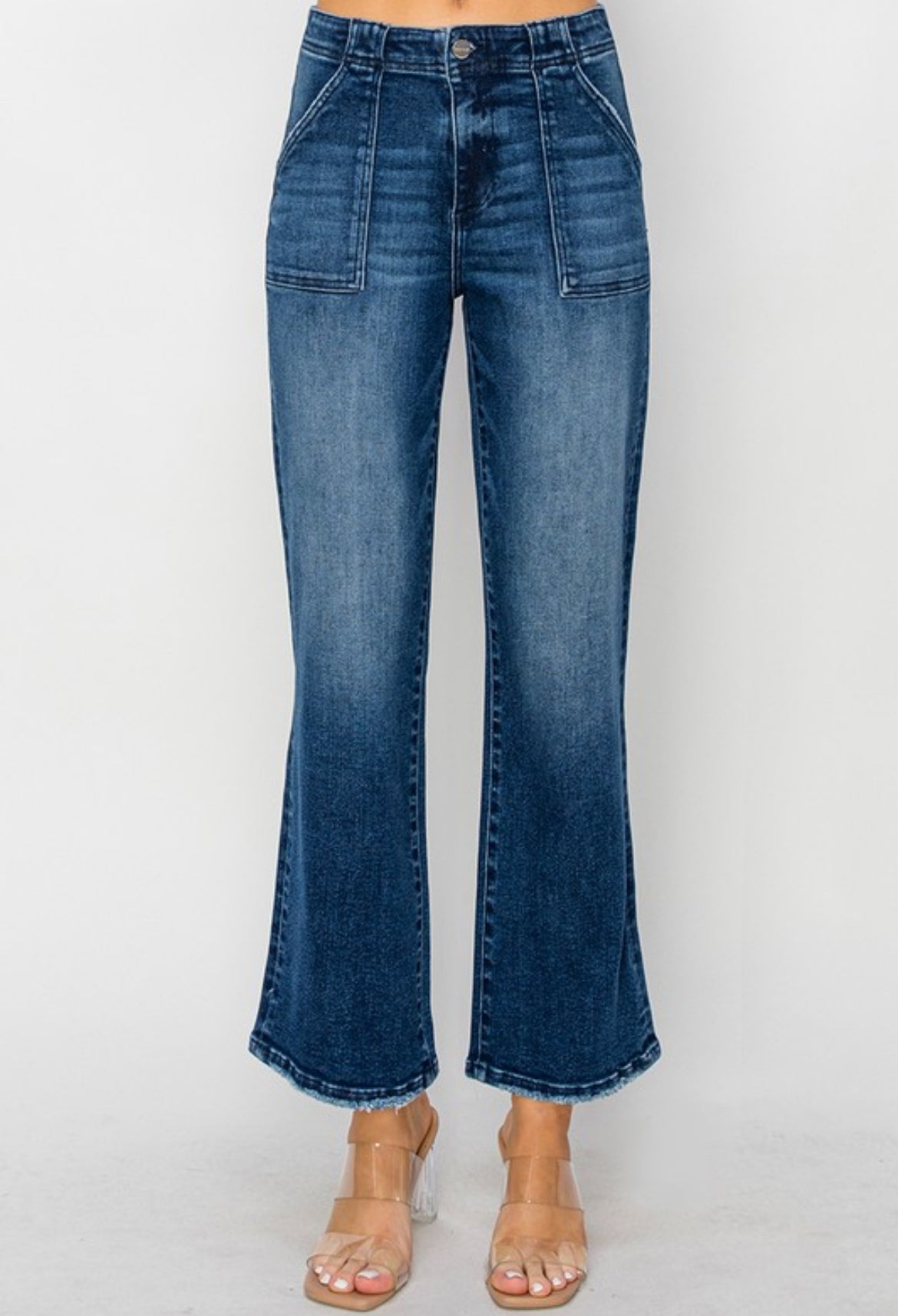 High Rise Ankle Flare Denim