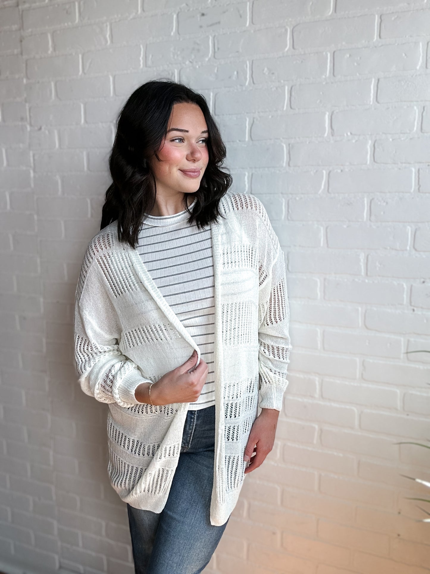 Ivory Sweater Knit Cardigan