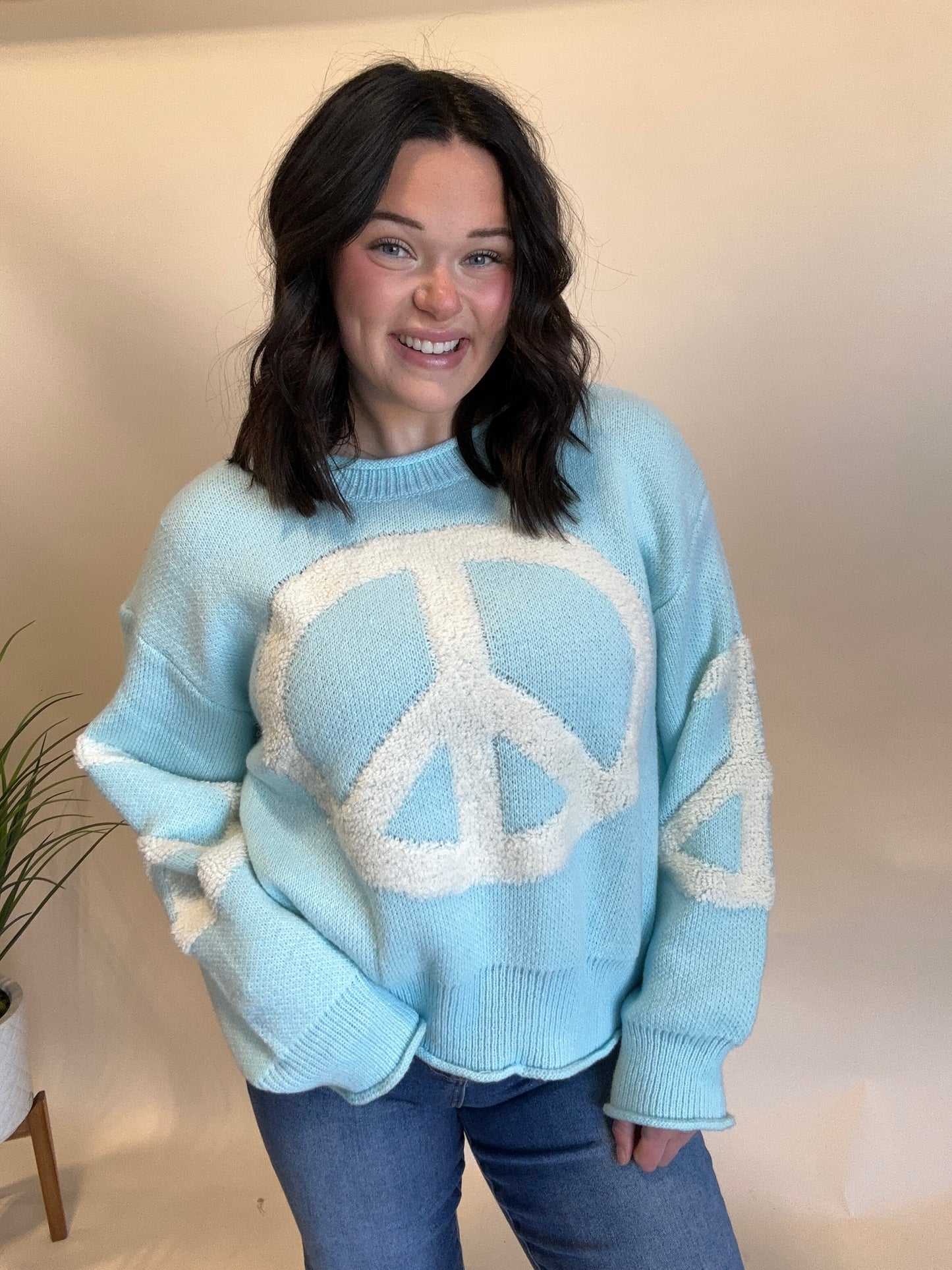 Cool Blue Peace Sweater