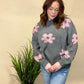 Charcoal Pink Floral Sweater