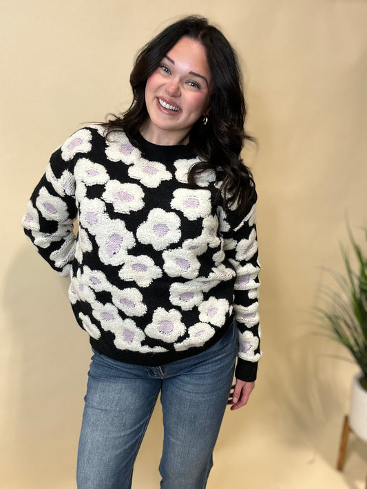 Louisa Black Floral Sweater