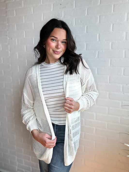 Ivory Sweater Knit Cardigan