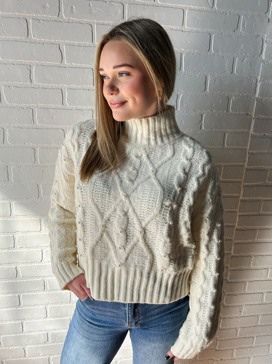 Ivory Pearl Knit Sweater