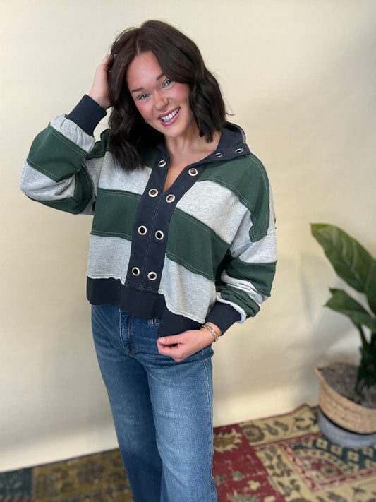 Emerald and Navy Stripe Pullover