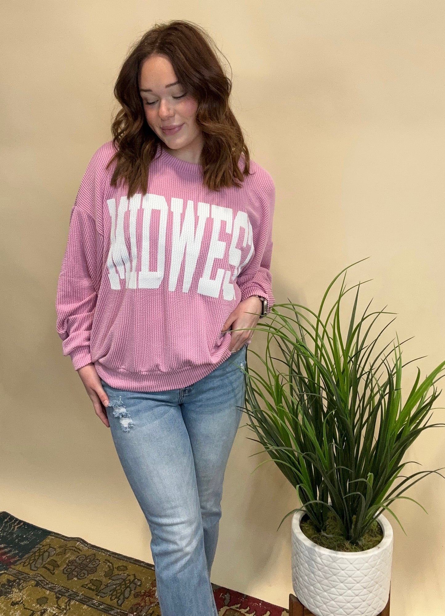 Pink Ribbed Midwest Pullover