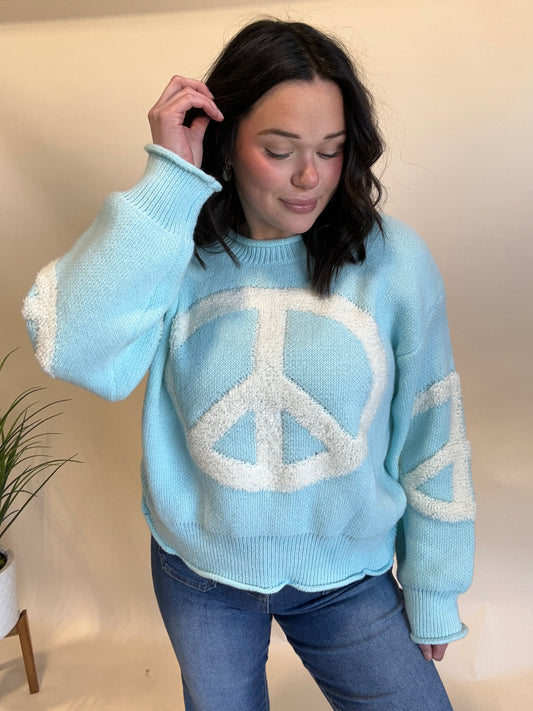 Cool Blue Peace Sweater