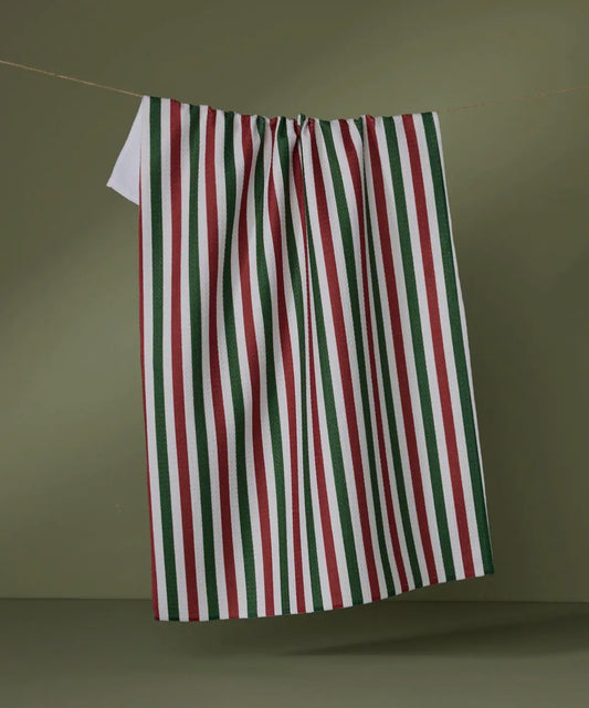 Ribbon Green Red Geometry Towel