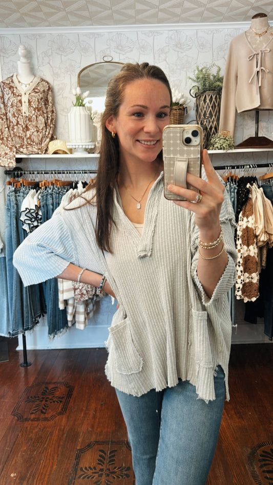 Grey Mineral Wash Pullover