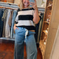 Short Sleeve Striped Sweater