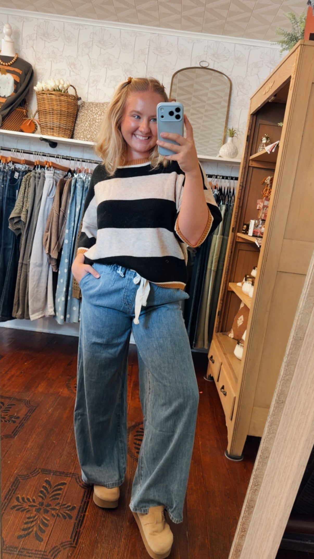Short Sleeve Striped Sweater