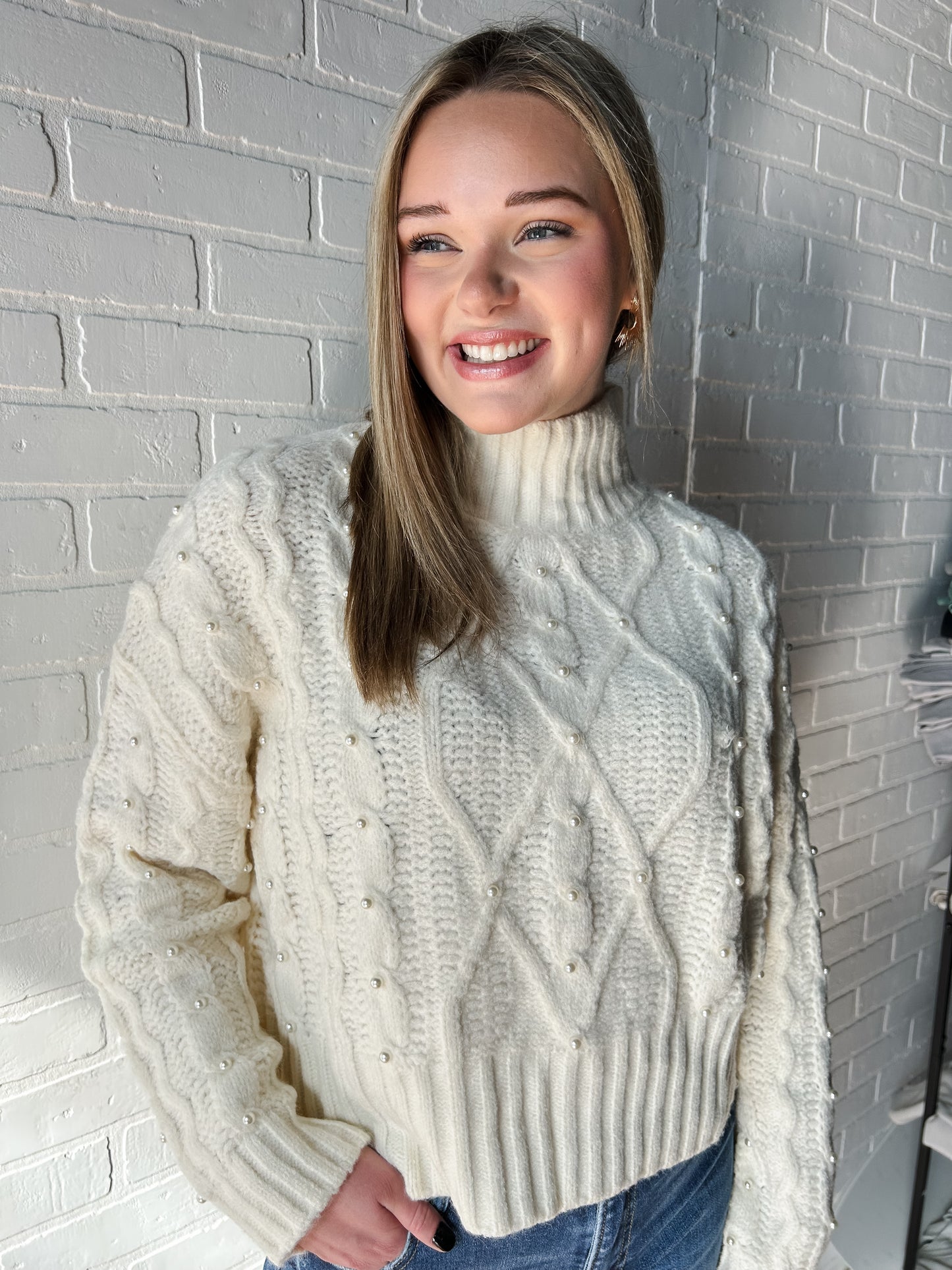 Ivory Pearl Knit Sweater