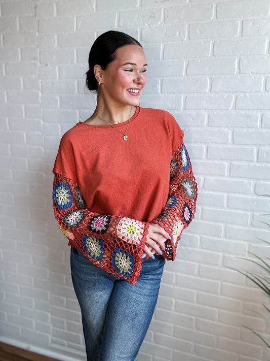 Rust Crochet Sweater