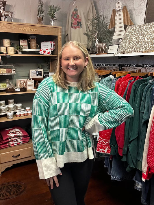 Checkered Green Sweater