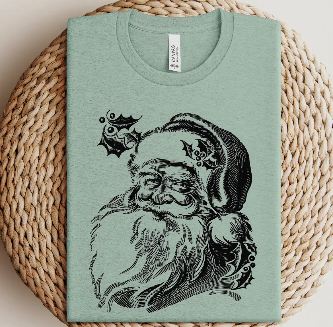 Vintage Santa Green Tee- Made to Order